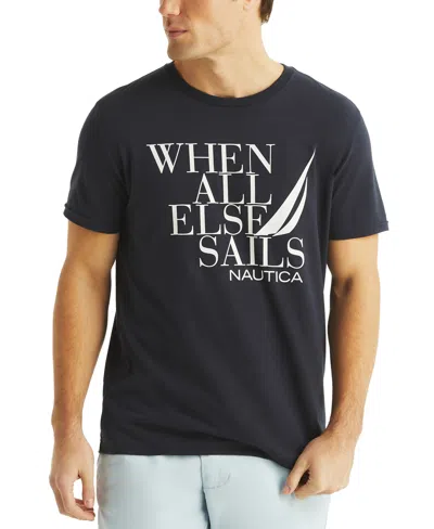 NAUTICA MEN'S SHORT SLEEVE CREWNECK WHEN ALL ELSE SAILS GRAPHIC T-SHIRT