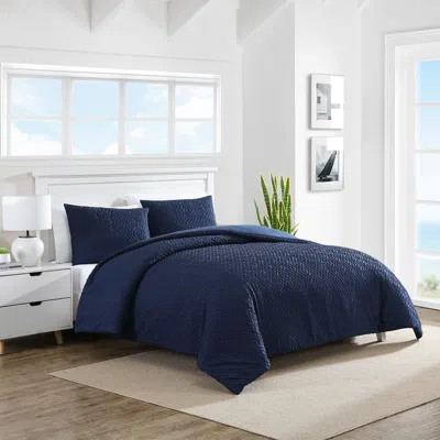 NAUTICA POINT HARBOR NAVY KING REVERSIBLE COMFORTER & SHAM SET