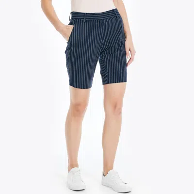 NAUTICA WOMENS 10" STRETCH-TWILL PRINTED STRIPED SHORT
