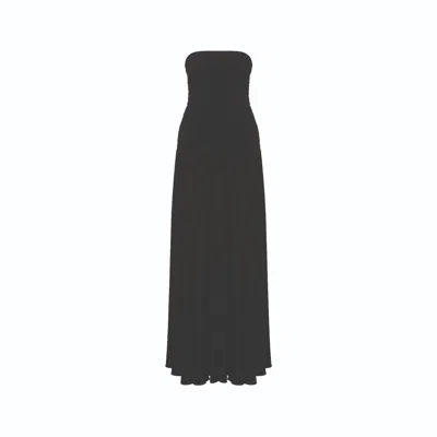 NAZLI CEREN WOMEN'S AMBER STRAPLESS JERSEY LONG DRESS IN BLACK
