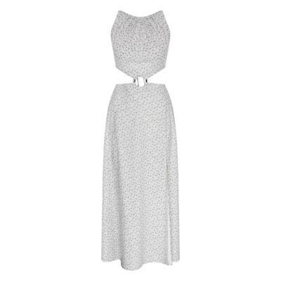 NAZLI CEREN WOMEN'S WHITE ELOISE RING-EMBELLISHED COTTON DRESS
