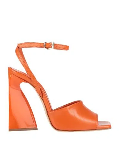 NCUB NCUB WOMAN SANDALS ORANGE SIZE 6 SOFT LEATHER