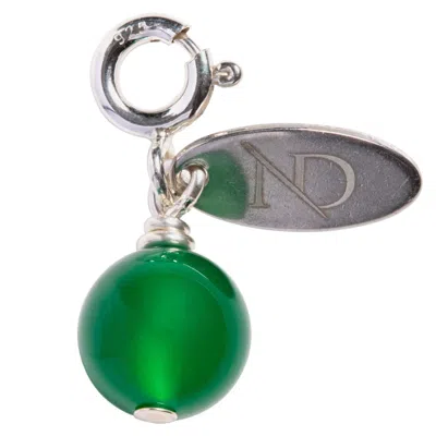 N'DAMUS LONDON WOMEN'S GREEN / SILVER GREEN AGATE GEMSTONE & SILVER CHARM
