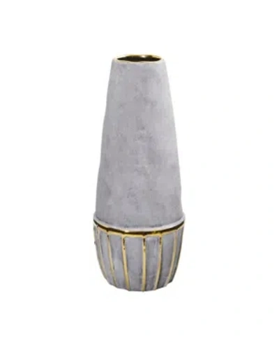 NEARLY NATURAL 15" REGAL STONE DECORATIVE VASE WITH GOLD-TONE ACCENTS