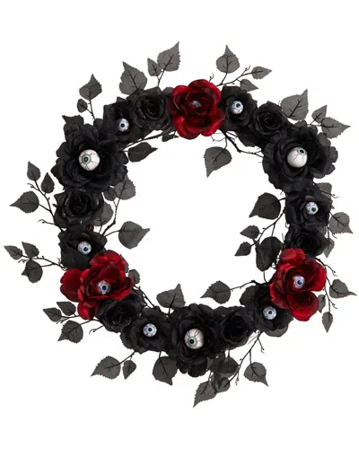 NEARLY NATURAL NEARLY NATURAL EYEBALL ROSE HALLOWEEN ARTIFICIAL WREATH 24IN.