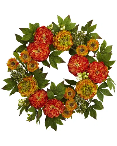 NEARLY NATURAL NEARLY NATURAL PEONY AND MUM WREATH