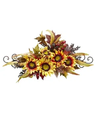 NEARLY NATURAL SUNFLOWER SWAG W/ METAL FRAME