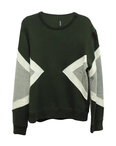 NEIL BARRETT NEOPRENE GEO PATTERN SWEATSHIRT IN GREEN LYOCELL