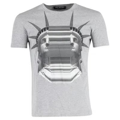 NEIL BARRETT STATUE OF LIBERTY T-SHIRT IN GREY COTTON