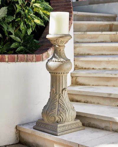 NEIMAN MARCUS 30" OUTDOOR CAST STONE FLOOR CANDLESTICK