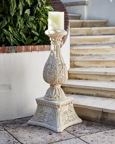 NEIMAN MARCUS 36" OUTDOOR CAST STONE FLOOR CANDLESTICK