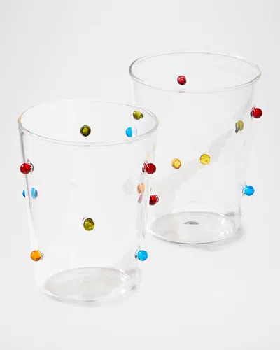 NEIMAN MARCUS COLORFUL BEADED TUMBLERS, 12 OZ. - SET OF 2