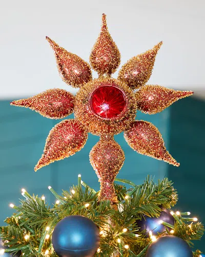 NEIMAN MARCUS RED STAR CHRISTMAS TREE TOPPER