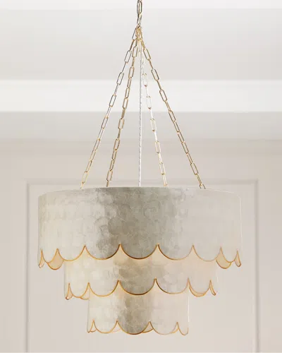 NEIMAN MARCUS THREE-TIERED SCALLOPED CAPIZ 3-LIGHT CHANDELIER