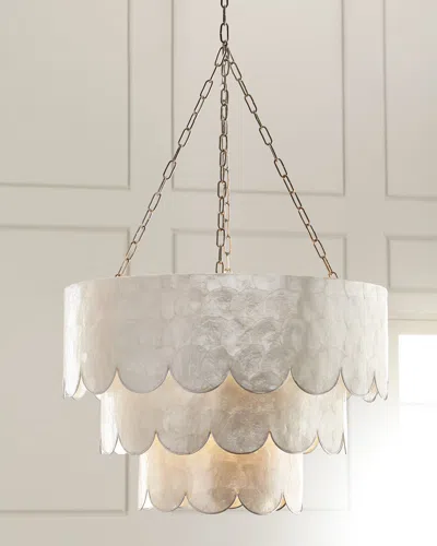 NEIMAN MARCUS THREE-TIERED SCALLOPED CAPIZ 3-LIGHT CHANDELIER