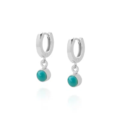 NELLOU JEWELLERY WOMEN'S BLUE / SILVER GEM HOOP DECEMBER BIRTHSTONE EARRINGS STERLING SILVER - TURQUOISE