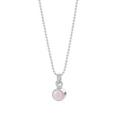 NELLOU JEWELLERY WOMEN'S NEUTRALS GEM DOT PINK OPAL BIRTHSTONE NECKLACE OCTOBER STERLING SILVER