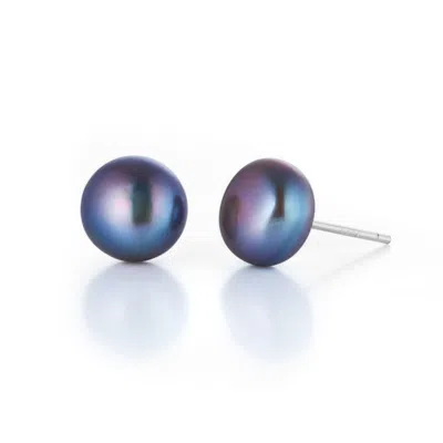NELLOU JEWELLERY WOMEN'S SILVER LARGE PEARL BUTTON STUD EARRINGS