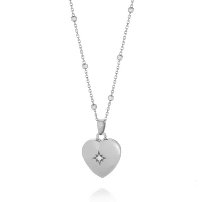 NELLOU JEWELLERY WOMEN'S STARLIGHT HEART LOCKET NECKLACE STERLING SILVER