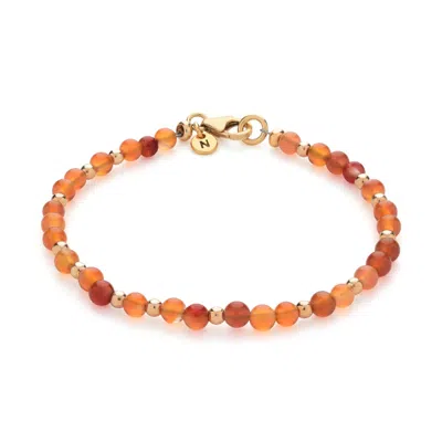 NELLOU JEWELLERY WOMEN'S YELLOW JEWEL BEAD  JULY BIRTHSTONE BRACELET GOLD PLATED STERLING SILVER - CARNELIAN