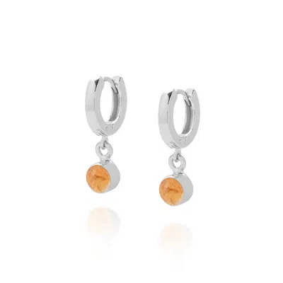 NELLOU JEWELLERY WOMEN'S YELLOW / ORANGE / SILVER GEM HOOP NOVEMBER BIRTHSTONE EARRINGS STERLING SILVER - CITRINE