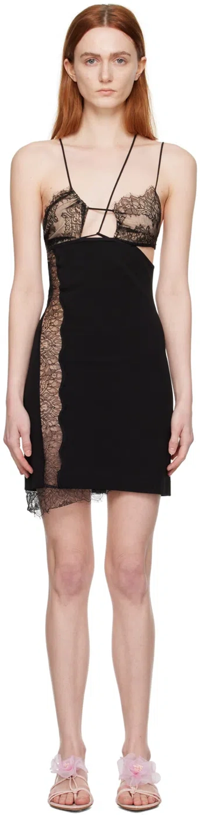NENSI DOJAKA BLACK ASYMMETRIC MINIDRESS