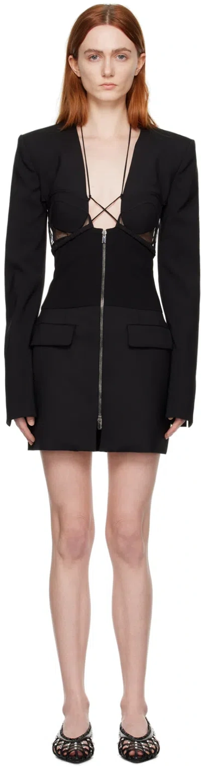NENSI DOJAKA BLACK HYBRID JACKET MINIDRESS