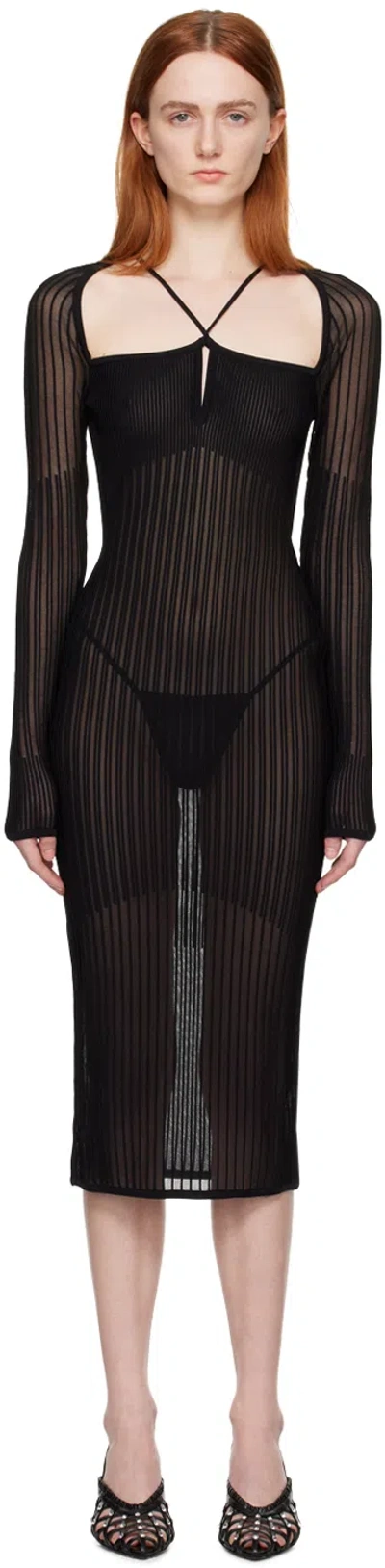 NENSI DOJAKA BLACK OPEN BACK MIDI DRESS