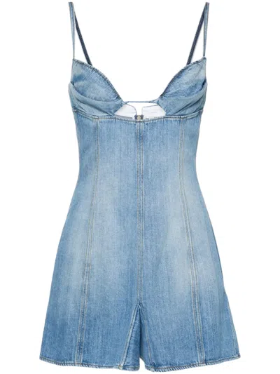 NENSI DOJAKA GODET-DESIGN DENIM MINI DRESS