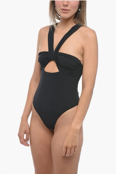 NENSI DOJAKA One Piece Swimsuit with Draped and Cut-Out Detail