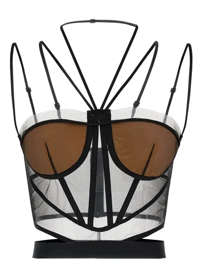 NENSI DOJAKA SHEER-PANELLED CORSET TOP