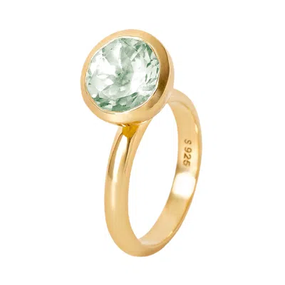NEOLA DESIGN WOMEN'S GOLD RING GREEN AMETHYST GEMSTONE AMIS