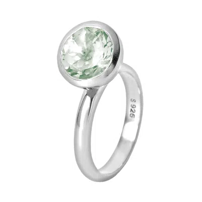 NEOLA DESIGN WOMEN'S STERLING SILVER RING GREEN AMETHYST GEMSTONE AMIS
