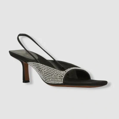 NEOUS $820 NEOUS WOMEN'S BLACK KAMUI JEWEL LEATHER SLINGBACK SANDAL SHOES SIZE 37.5