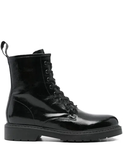 NERO GIARDINI LACE-UP PATENT-LEATHER BOOTS