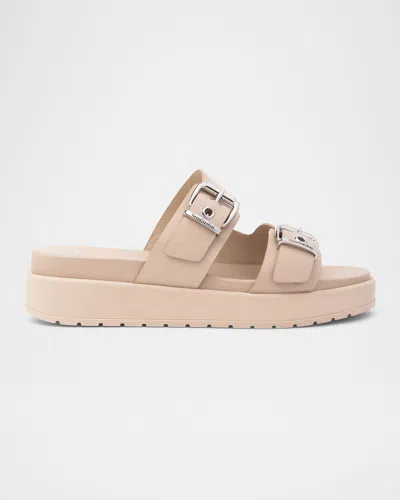 NEROGIARDINI LEATHER DOUBLE-BUCKLE FLATFORM SANDALS