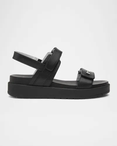 NEROGIARDINI LEATHER DOUBLE-GRIP FLATFORM SANDALS