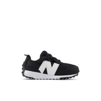 NEW BALANCE KIDS' 327 NEW-B HOOK & LOOP IN BLACK/WHITE SYNTHETIC, SIZE 5.5