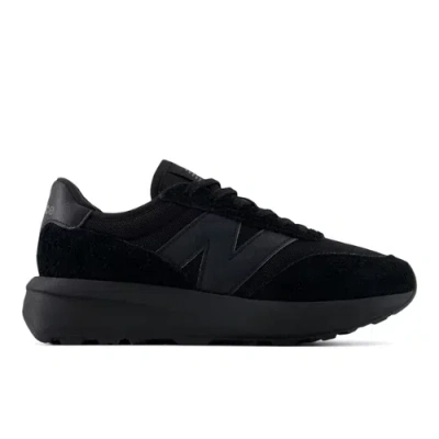 NEW BALANCE UNISEX 370 IN BLACK/GREY SUEDE/MESH, SIZE 11.5