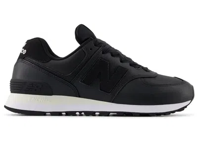 NEW BALANCE 574 LEATHER (WOMEN'S) SNEAKERS IN BLACK/WHITE