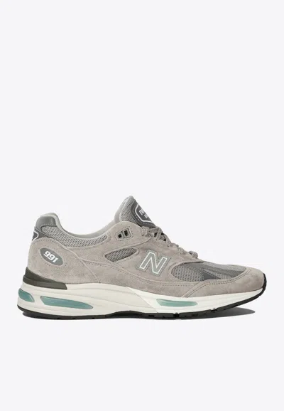 NEW BALANCE 991V2 MESH AND SUEDE SNEAKERS