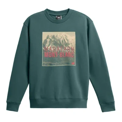 NEW BALANCE HERREN MARATHON DU MONT BLANC ATHLETICS FRENCH TERRY CREW IN GRÜN, BAUMWOLLE, GRÖSSE XL