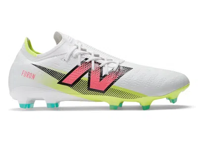 NEW BALANCE MEN'S NEW BALANCE FURON PRO FG V7 W TE NEON PINK SNEAKERS IN WHITE/LITE