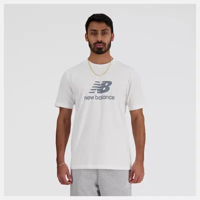 NEW BALANCE SPORT ESSENTIALS T-SHIRT MENS WHITE 100% COTTON RELAXED FIT PULLOVER