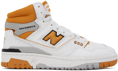 NEW BALANCE WHITE & ORANGE 650 SNEAKERS