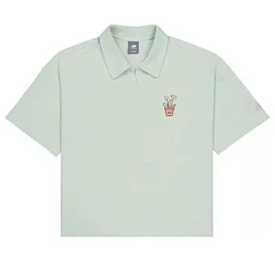 NEW BALANCE (WMNS) New Balance Potted Plant Graphic Polo Shirt 'Light Blue'