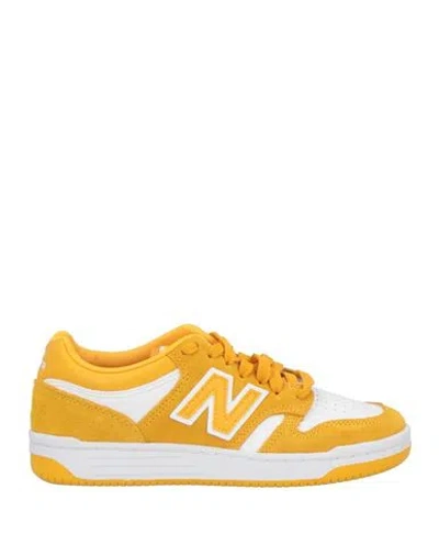 NEW BALANCE NEW BALANCE WOMAN SNEAKERS OCHER SIZE 4.5 LEATHER, TEXTILE FIBERS