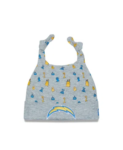 NEW ERA BABY BOYS AND GIRLS NEW ERA HEATHER GRAY LOS ANGELES CHARGERS CRITTER CUFFED KNIT HAT