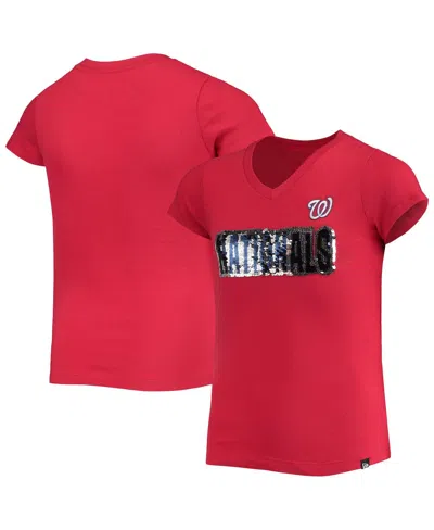 NEW ERA BIG GIRLS NEW ERA RED WASHINGTON NATIONALS FLIP SEQUIN TEAM T-SHIRT