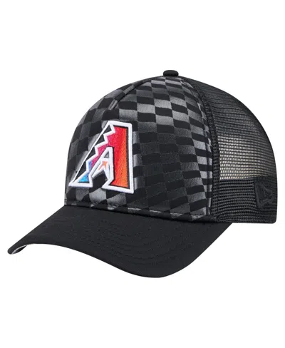 NEW ERA MEN'S BLACK ARIZONA DIAMONDBACKS GRADIENT 9FORTY A-FRAME M-CROWN TRUCKER ADJUSTABLE HAT